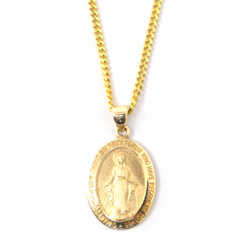 14K Yellow Gold Virgin Mary Pendant PC42