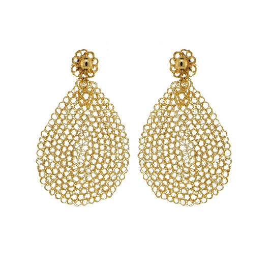 Lavish Earrings Gold Iris Handmade Crochet