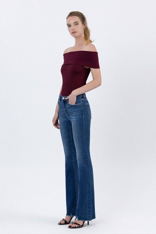 Lovervet Hight Rise Raw Hem Bootcut Jeans