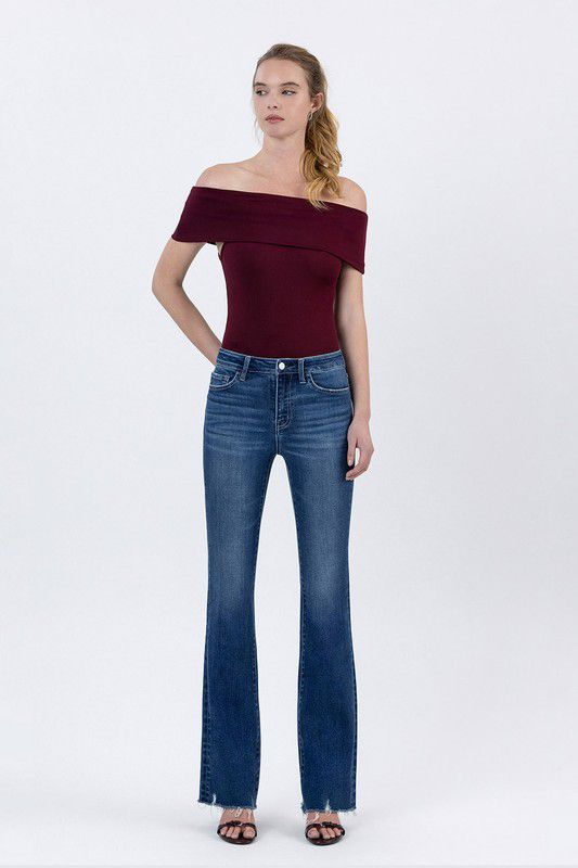 Lovervet Hight Rise Raw Hem Bootcut Jeans