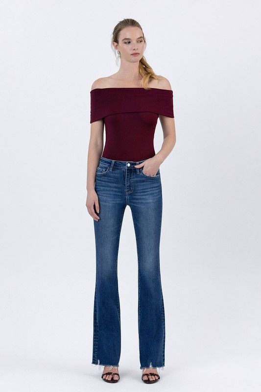 Lovervet Hight Rise Raw Hem Bootcut Jeans