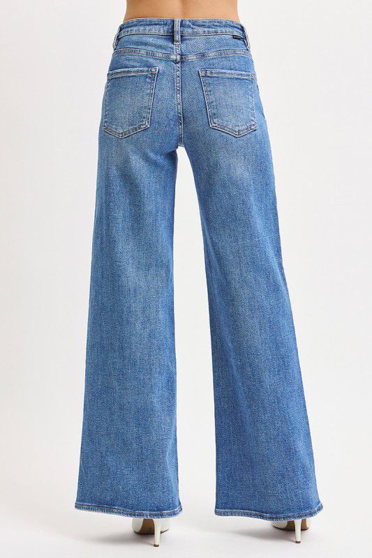 Risen High Rise Wide Leg Jeans Bottom