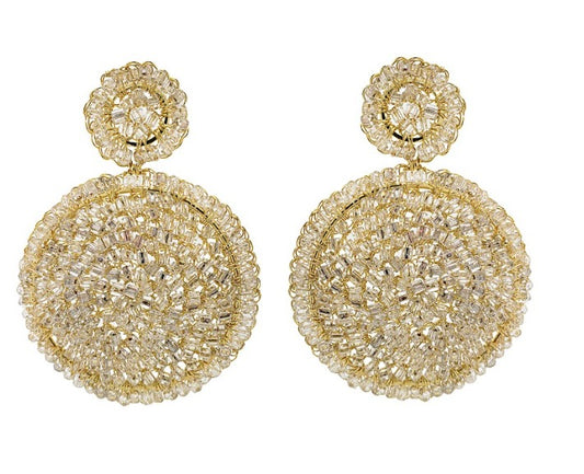 Lavish Earring Dahlia Handmade Earrings Clear & Gold