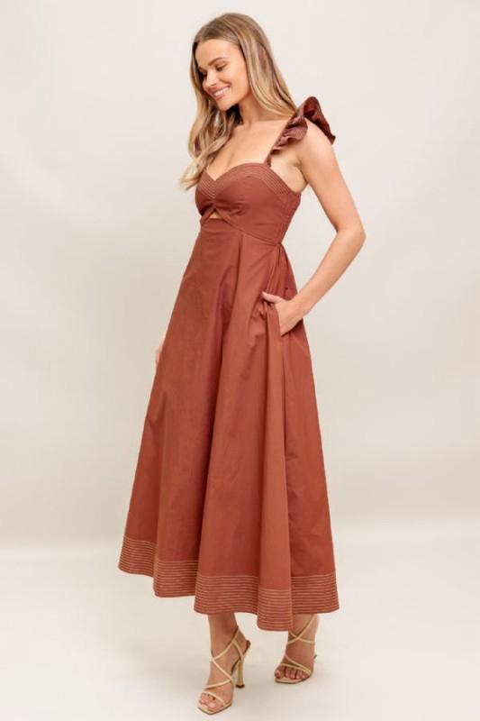 Flying Tomato Solid Midi Dress