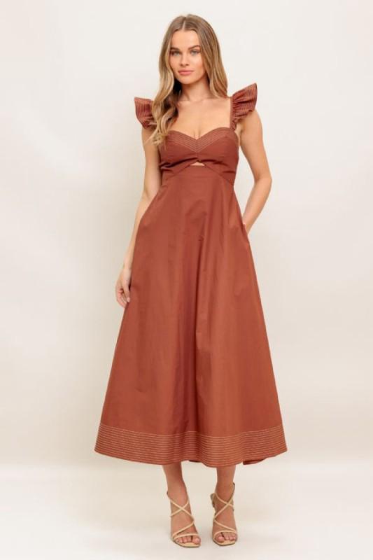 Flying Tomato Solid Midi Dress