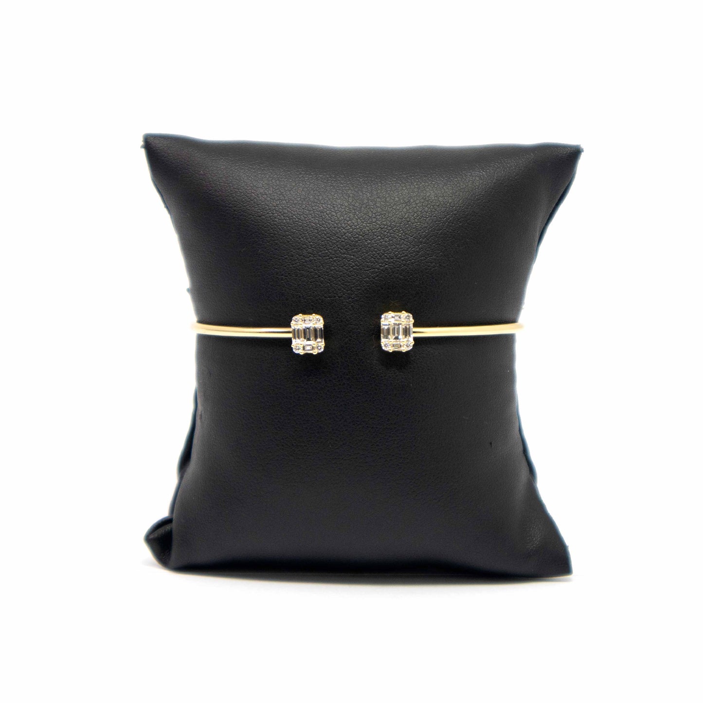 18K Yellow Gold and Diamond Baguette Cuff Bangle