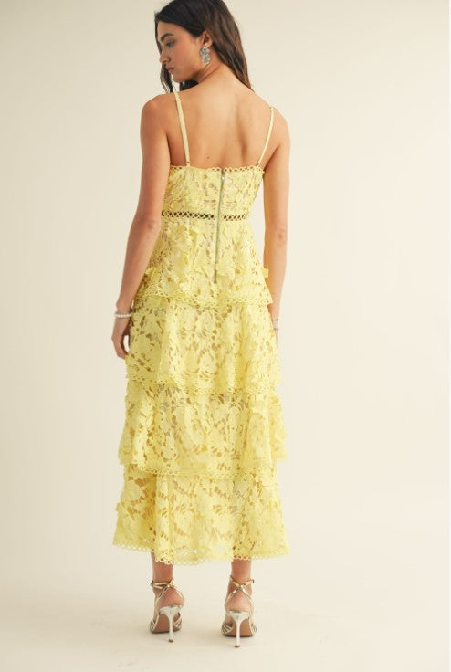 Just Me Lace Flower Embroidered Midi Dress