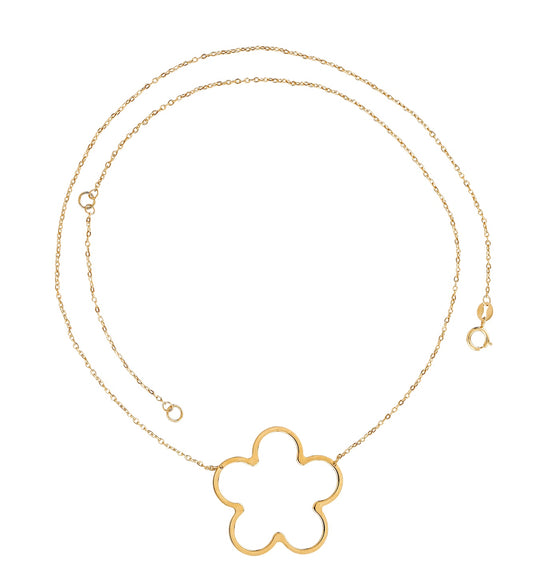 14K Yellow Gold Flower Necklace