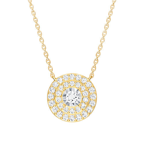 14K Yellow Gold Round Diamond Necklace POS