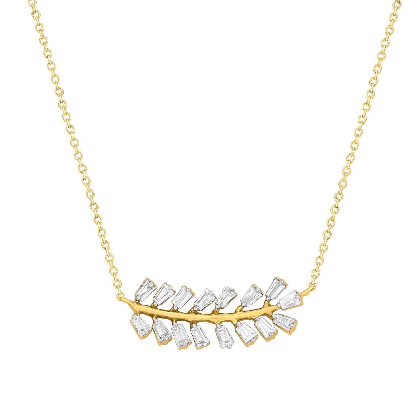 14K Yellow Gold Leaf Diamond Necklace POS
