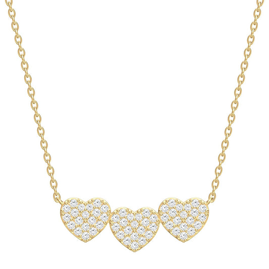 14K Yellow Gold 3 Hearts Necklace