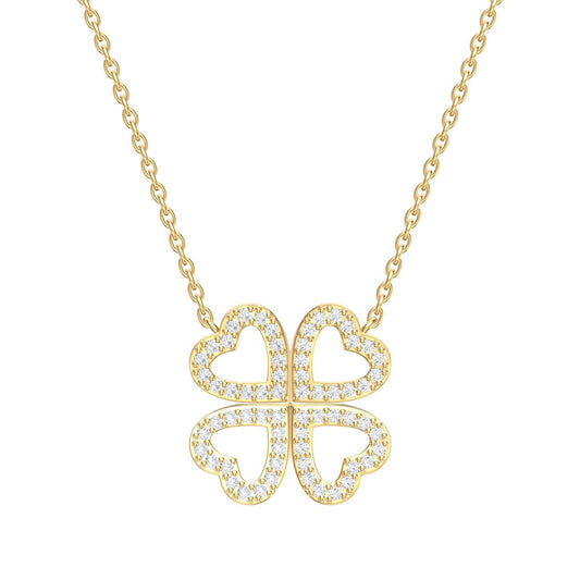 14K Yellow Gold Four-Heart Clover Necklace