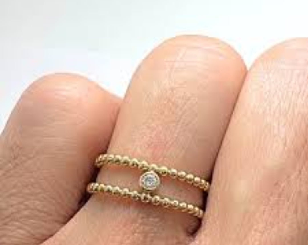 18K Yellow Gold with Diamond Ring