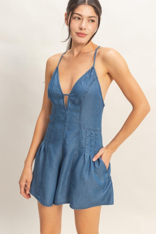 Hyve V-neck Denim Romper