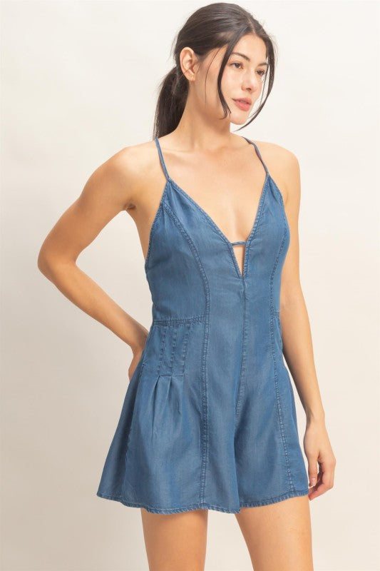 Hyve V-neck Denim Romper