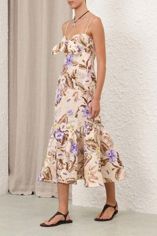Peekskill Coco Floral Tie Front Midi Dress