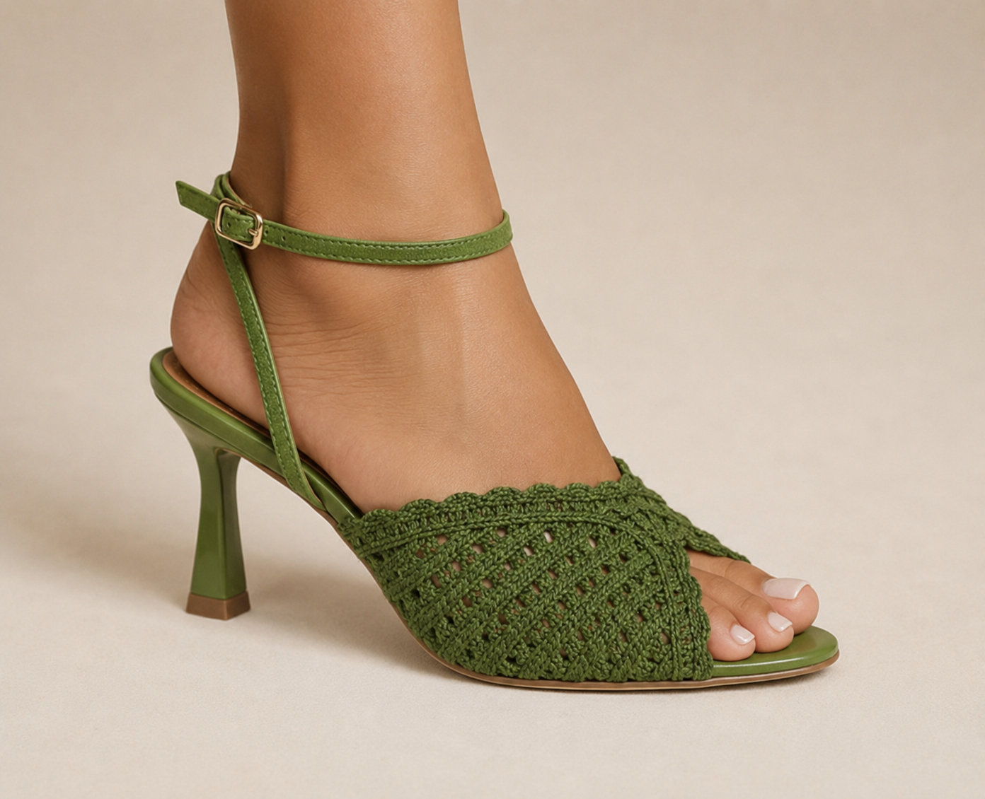 Bruno Menegatti Lyly-Ankle Strap Crochet Heels
