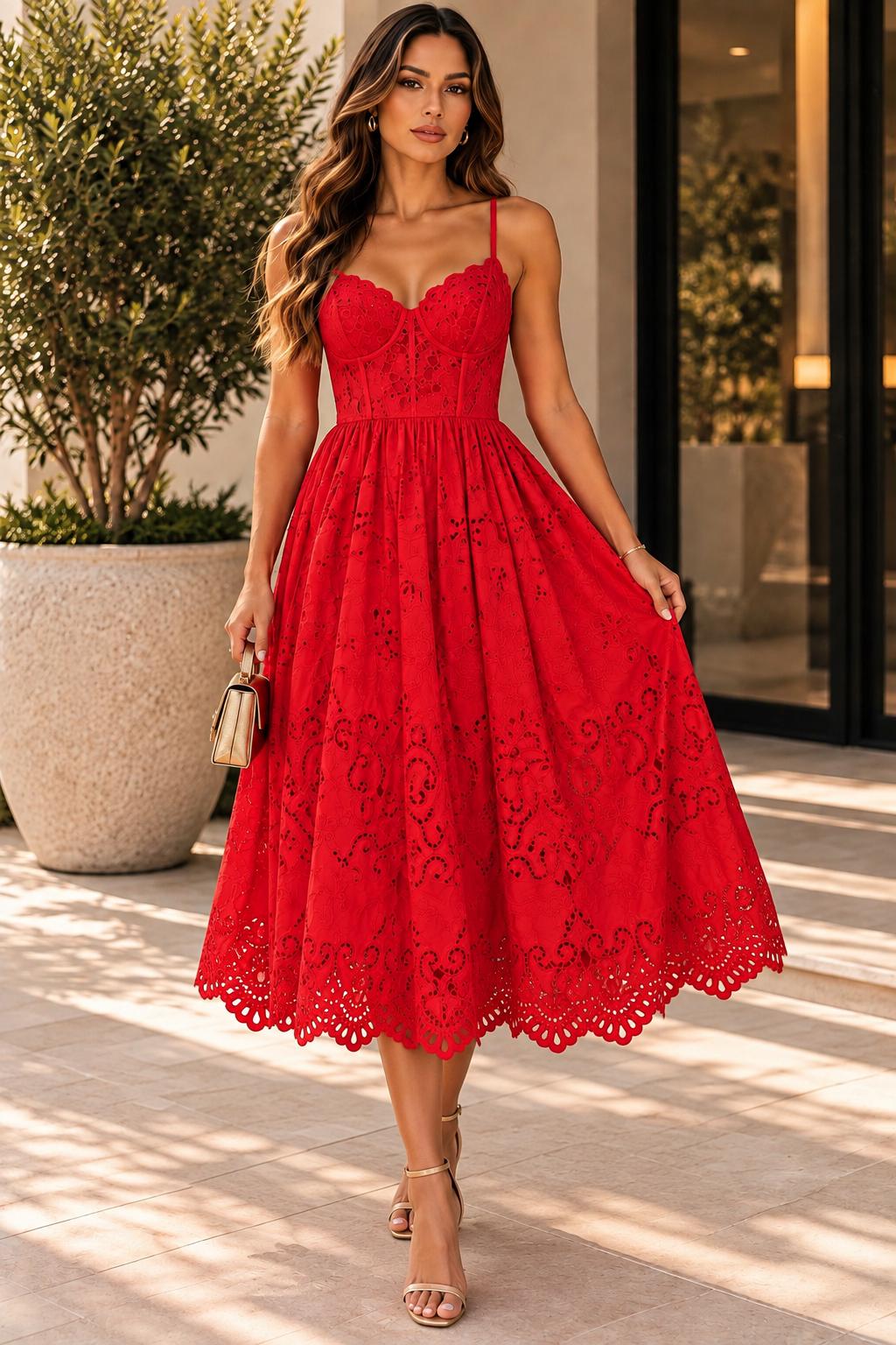 Peekskill Embroidered Sweetheart Strappy Dress