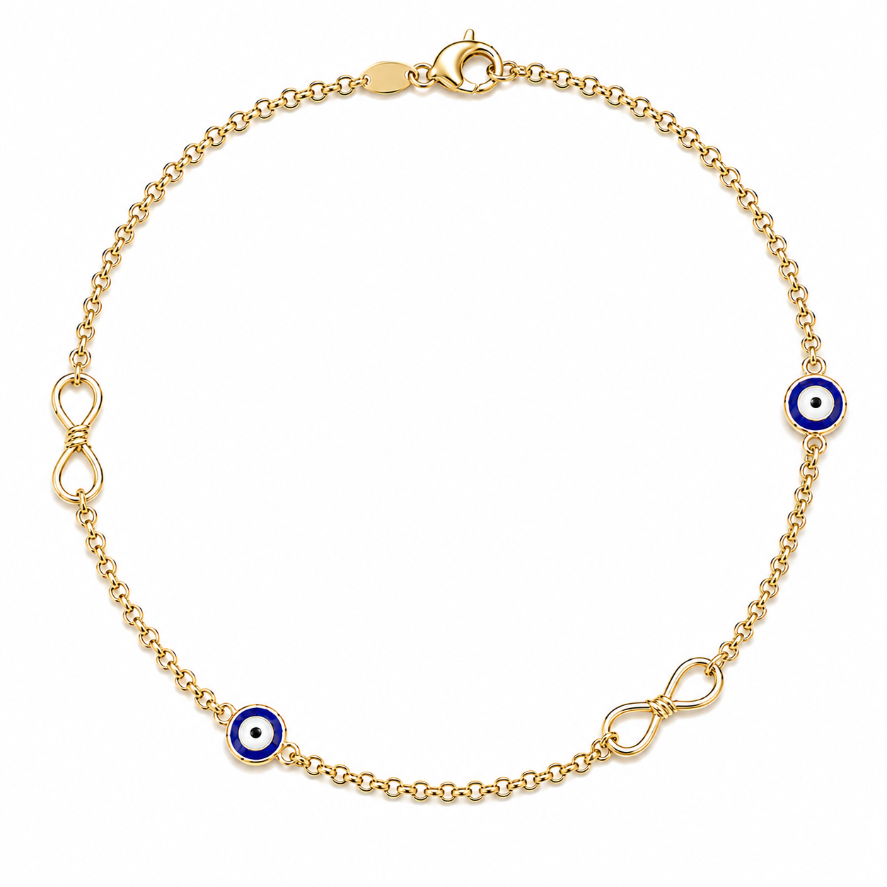 14k Yellow gold with Evil Eye Anklet POS