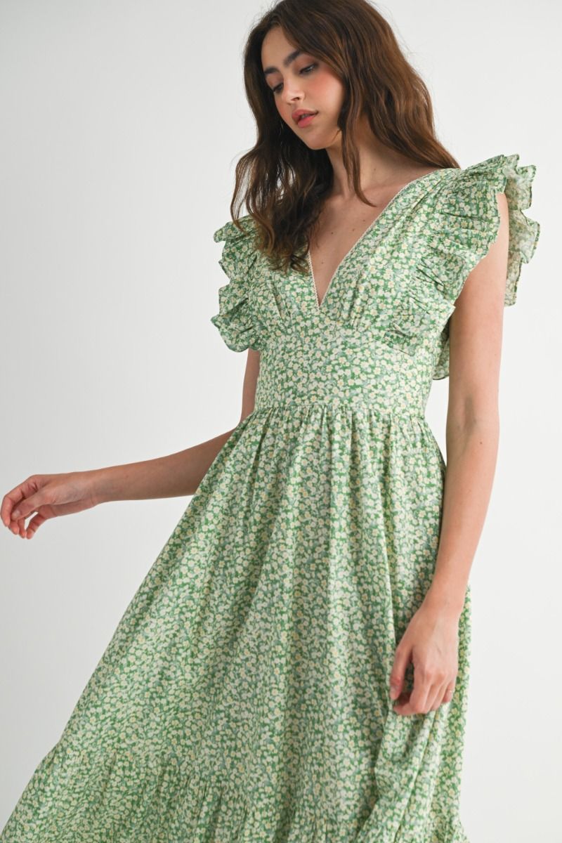 Mable Flutter Sleeve Midi Dress