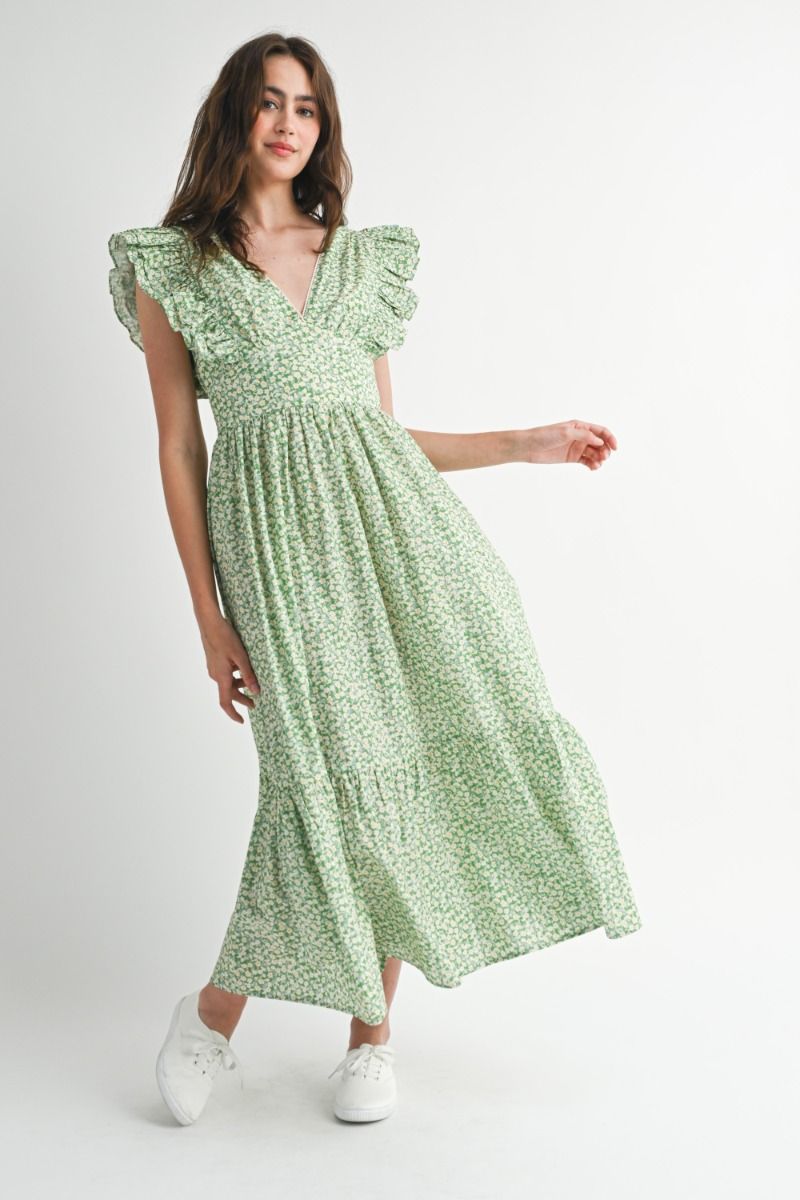 Mable Flutter Sleeve Midi Dress