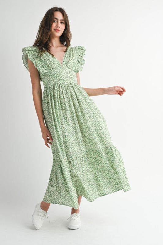 Mable Flutter Sleeve Midi Dress