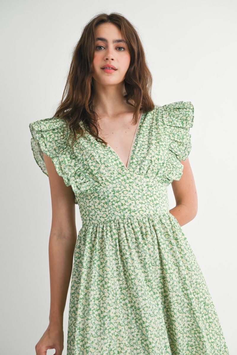 Mable Flutter Sleeve Midi Dress