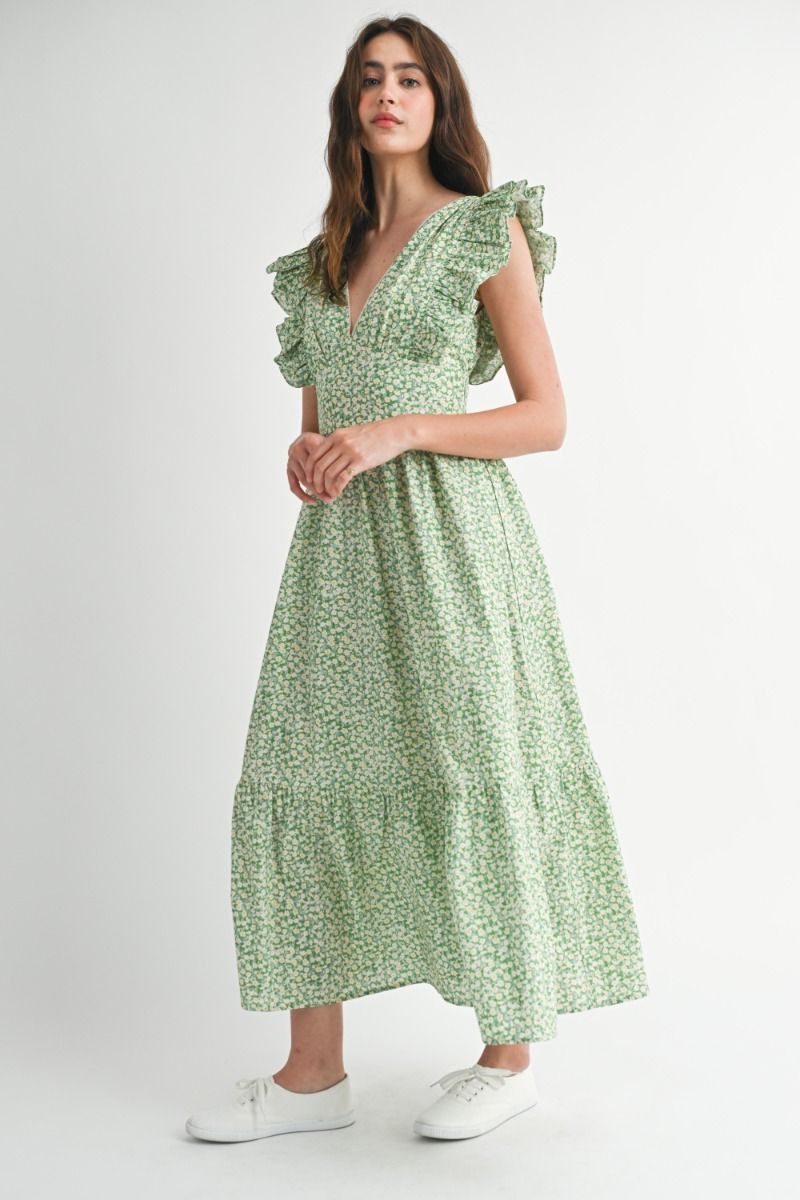 Mable Flutter Sleeve Midi Dress