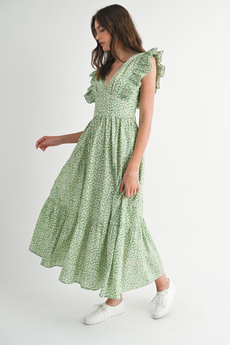 Mable Flutter Sleeve Midi Dress