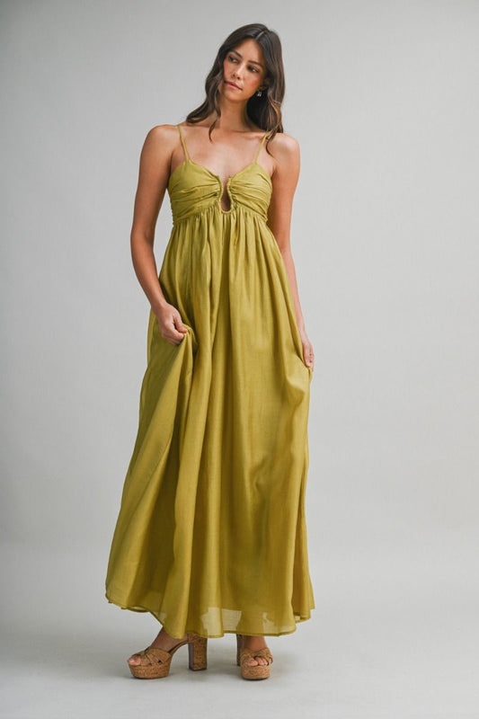 Mable Ruched Drapping Maxi Dress