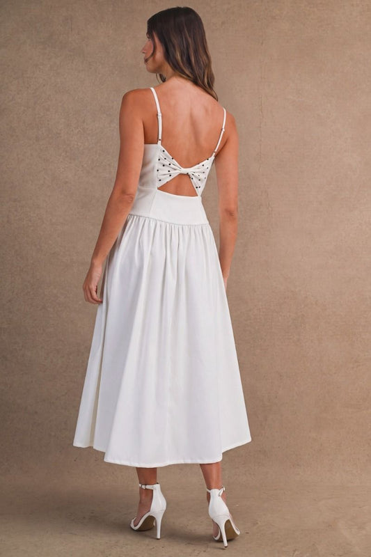 Mable Polka Dot Contrast Back Midi Dress
