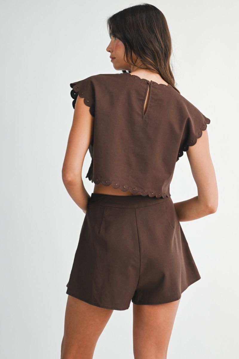 Mable Embroidery Crop Top and Shorts Set