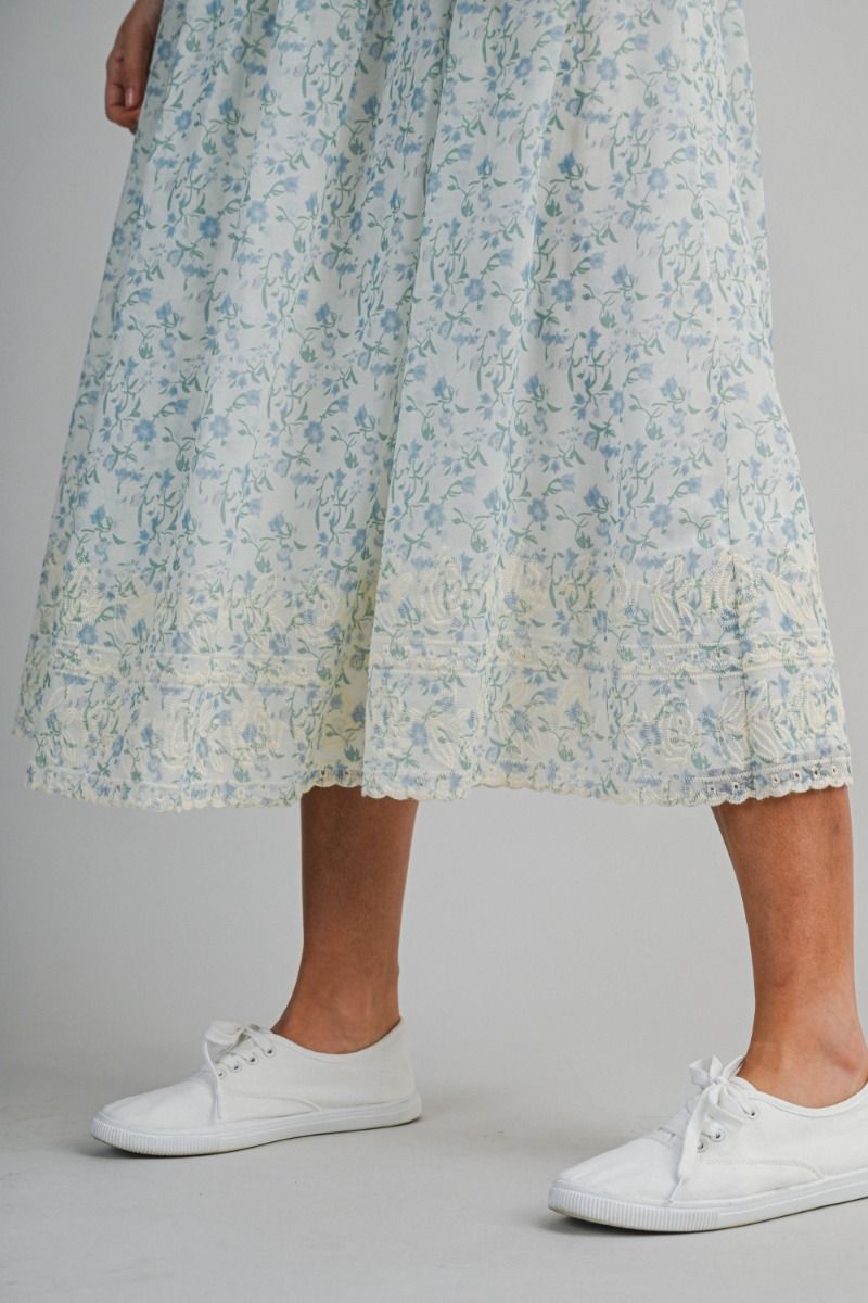 Mable Embroidered Crop Top and Midi Skirt Set