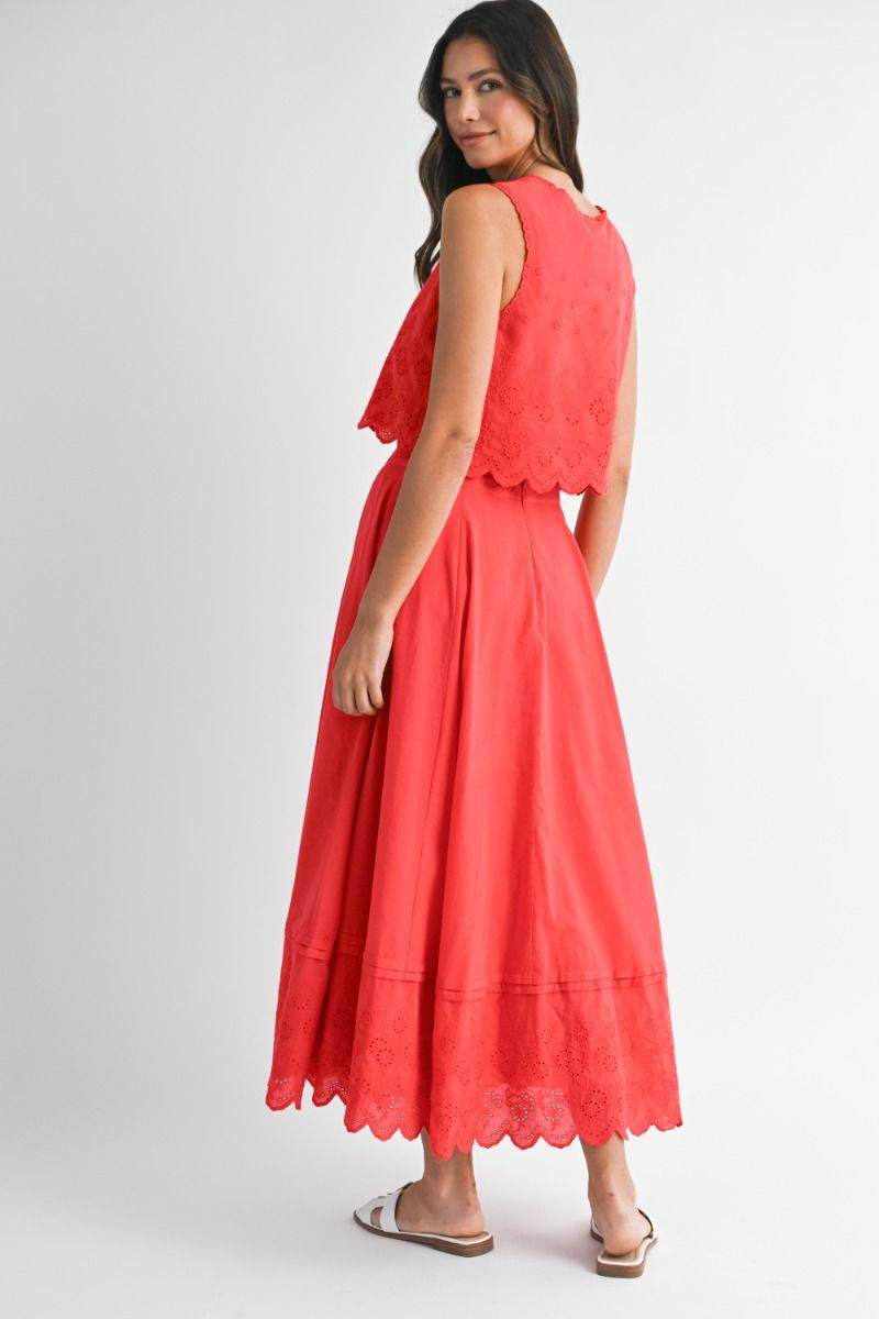 Mable Crop Top with Scalloped Top and Skirt Set