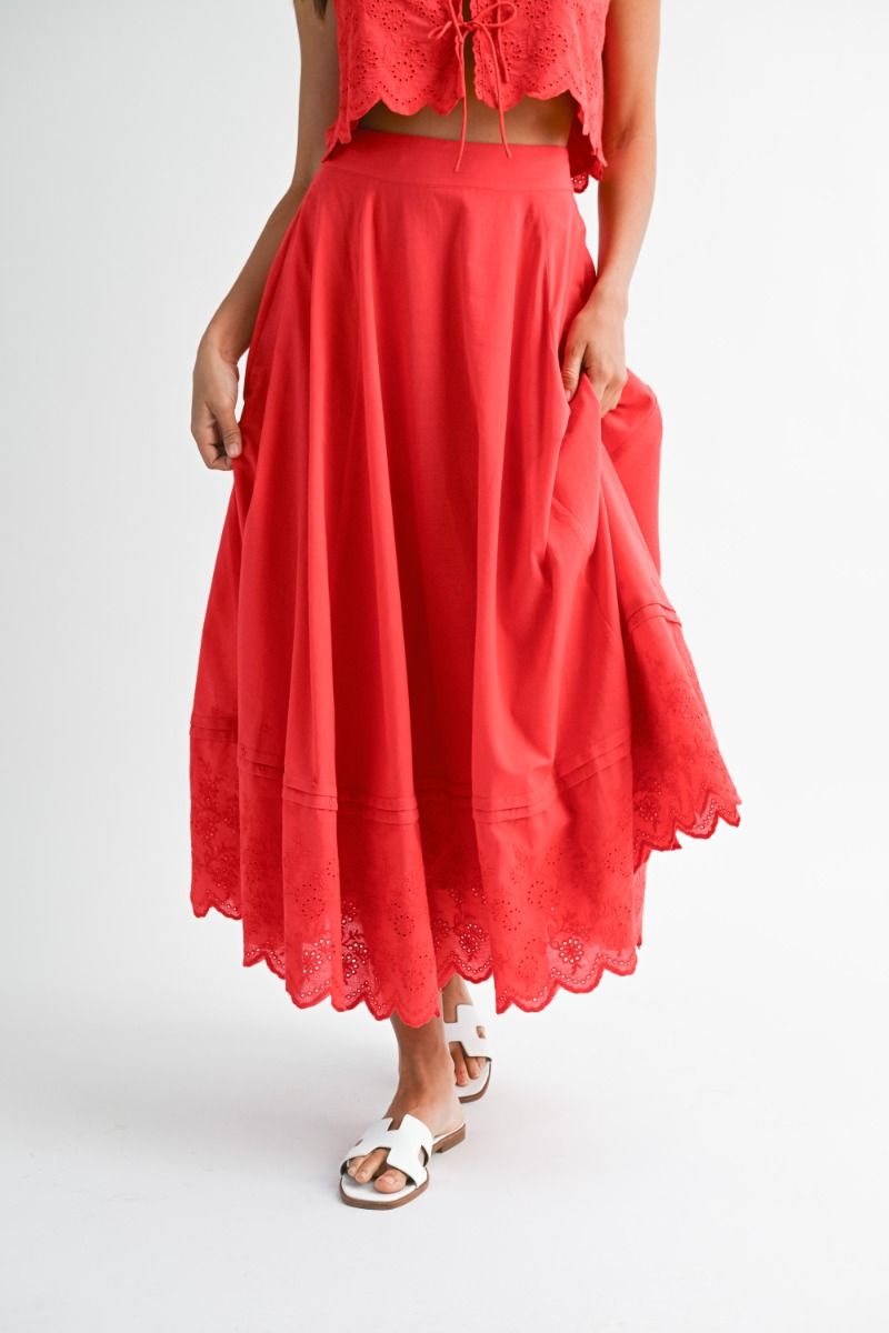 Mable Crop Top with Scalloped Top and Skirt Set
