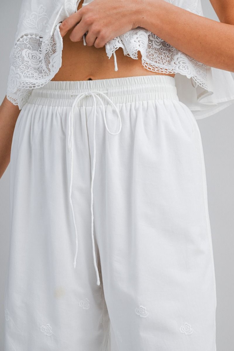 Mable Crochet Lace Scallop Crop Top and Pants Set