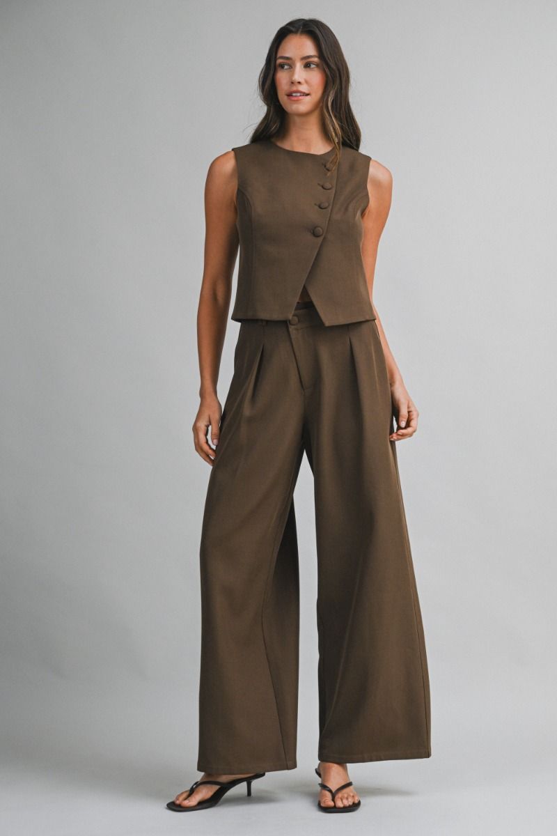 Mable Double Breasted Vest Top and Pants Set