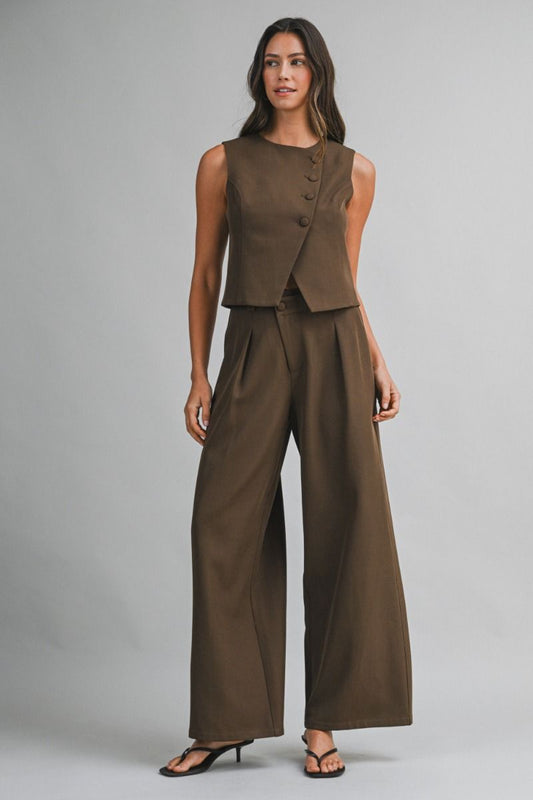 Mable Double Breasted Vest Top and Pants Set