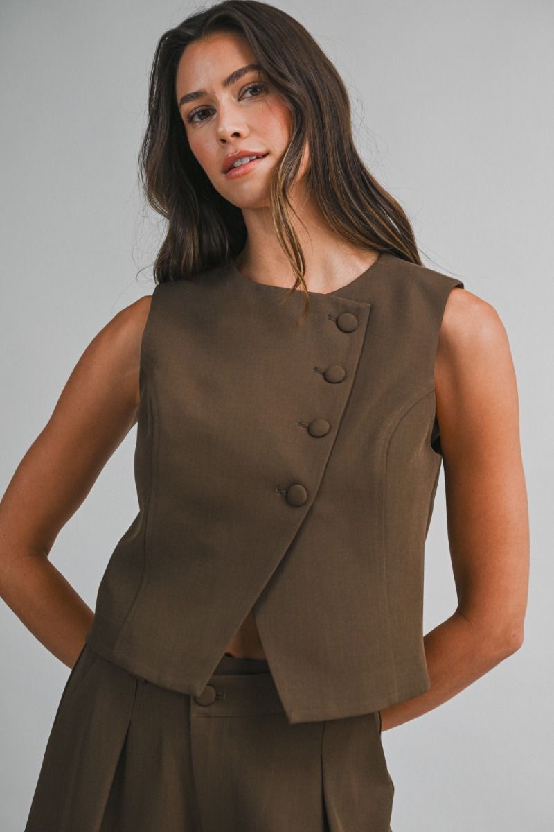 Mable Double Breasted Vest Top and Pants Set