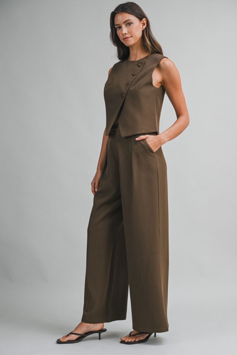 Mable Double Breasted Vest Top and Pants Set