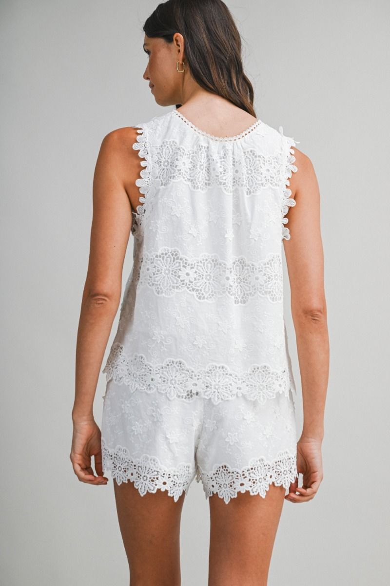 Mable Embroidery Sleeveless Top and Shorts Set