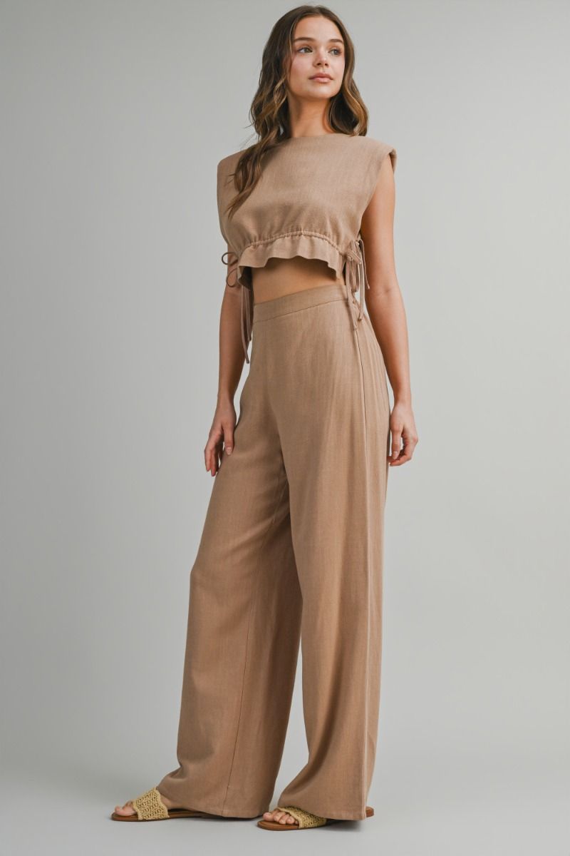 Mable Sleeveless Crop Top and Long Pants Set