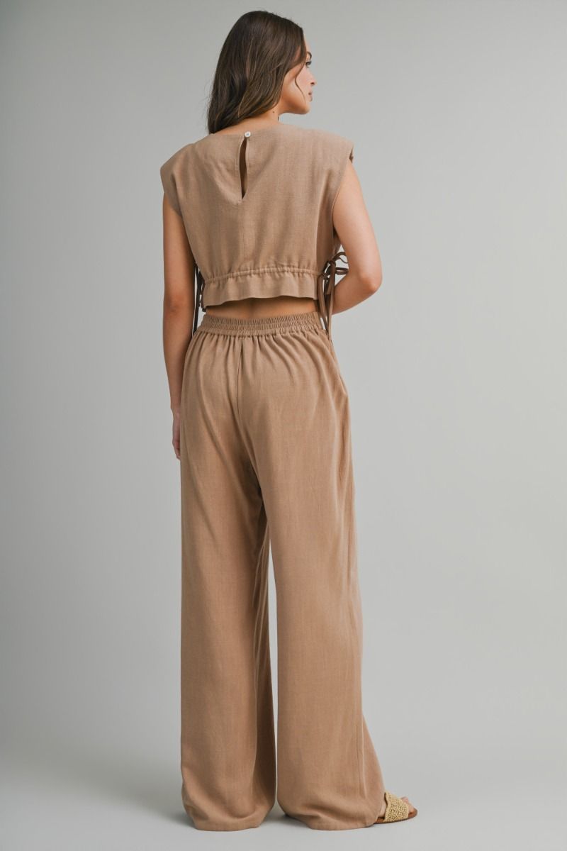 Mable Sleeveless Crop Top and Long Pants Set