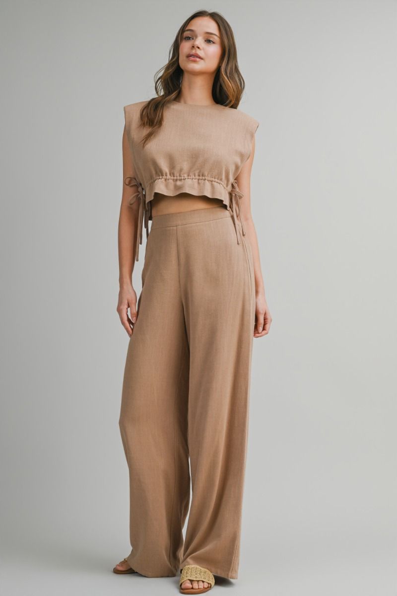 Mable Sleeveless Crop Top and Long Pants Set