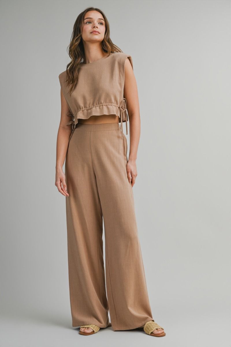 Mable Sleeveless Crop Top and Long Pants Set