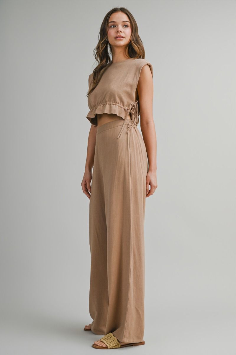 Mable Sleeveless Crop Top and Long Pants Set