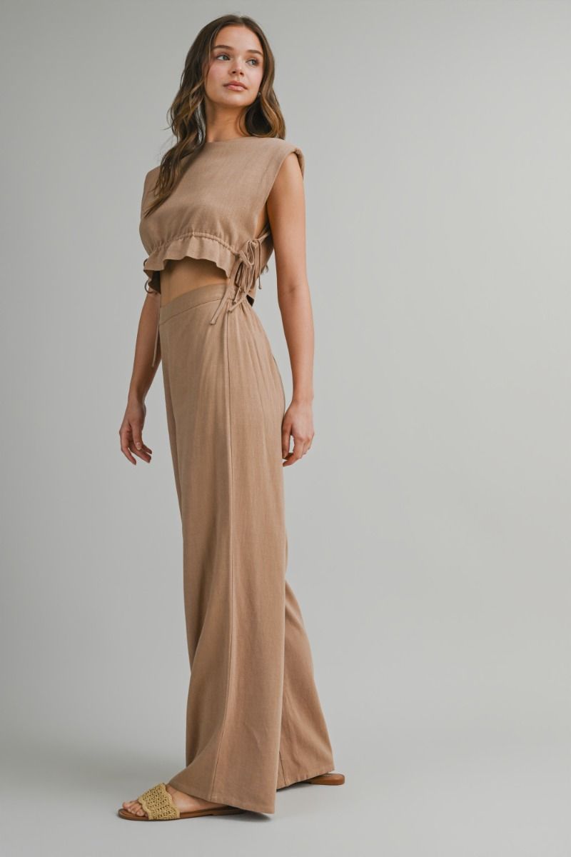 Mable Sleeveless Crop Top and Long Pants Set