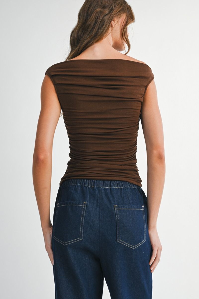 Mable Tercel off Shoulder Ruched Knit Top