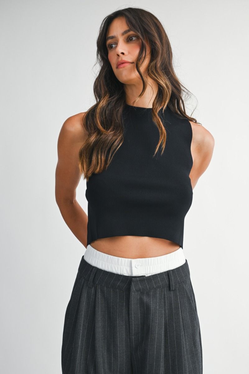 Mable Knit Sleeveless Cut Out Back Top