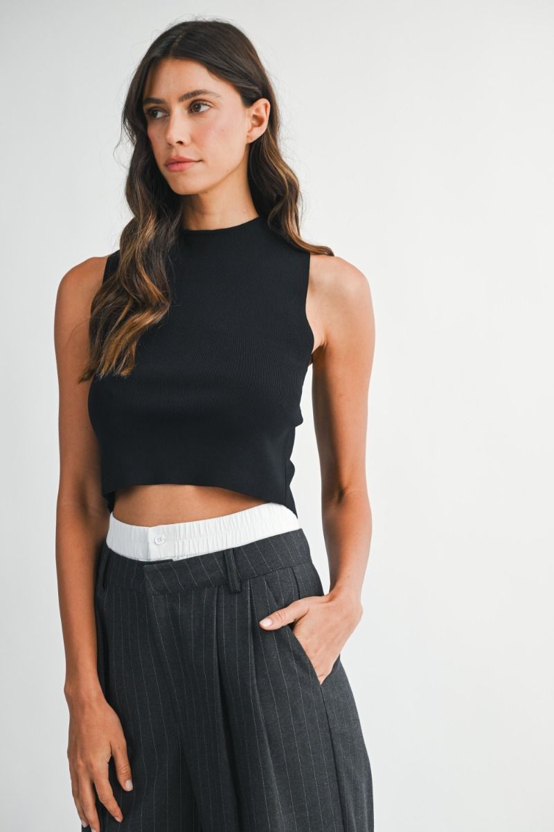 Mable Knit Sleeveless Cut Out Back Top